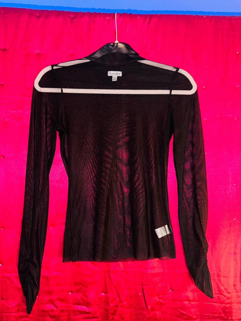 👑 Size Medium Black Mesh love, Fire Black Sheer Top